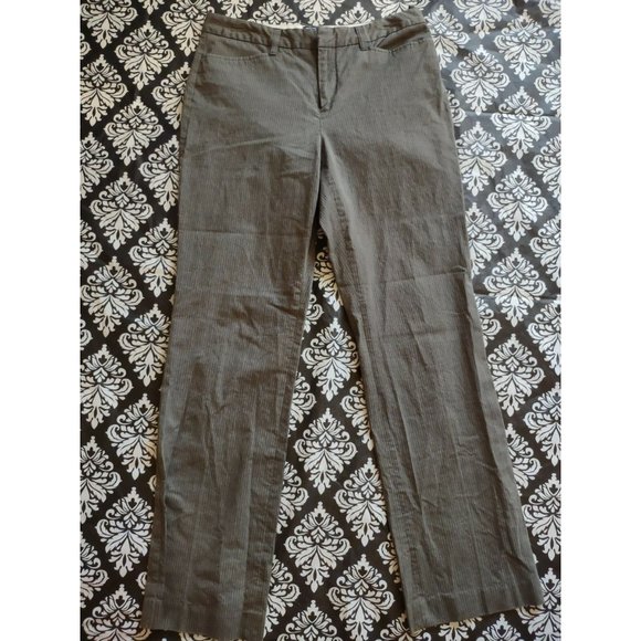 GAP Pants - Womens Gap Stretch Brown Pinstripe Pants Slacks Classic Fit Bootcut 10 Mid Rise